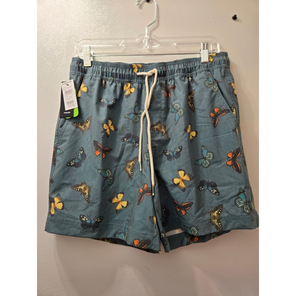 R‎ S Q Swim Shorts Butterfly Print Elastic Waist Drawstring Men's Medium NWT